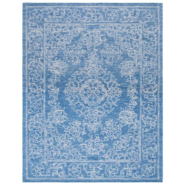 Ebony 9 ft. x 12 ft. Ivory/Blue Oriental Area Rug