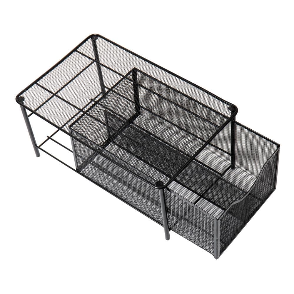 Mind Reader 2-Tier Metal Mesh Storage Baskets Organizer in Black  CABASK2T-BLK - The Home Depot