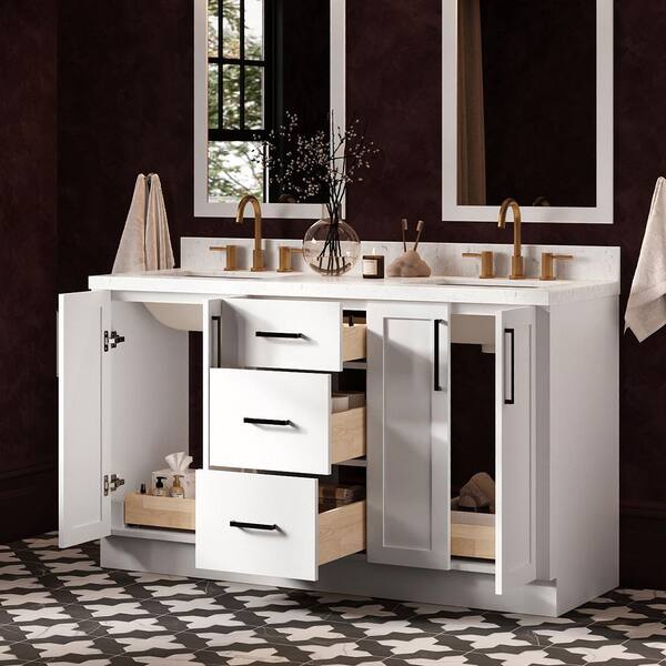 ARIEL Loren 60 in. Double Sink Freestanding Bathroom Vanity in