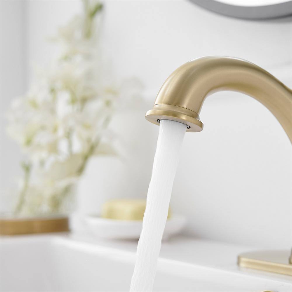 Brushed Gold Single Handle Brass Bathroom Faucet with Drain Kit