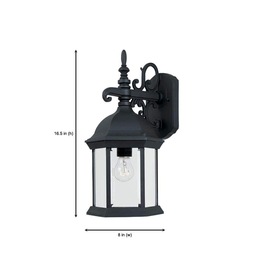 Devonshire Black Aluminum Outdoor Wall Lantern with Clear Glass