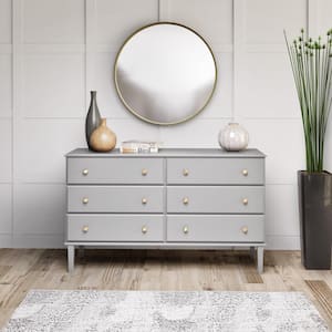 Lux Grey 6-Drawer 18.5 in. D x 56.25 in. W x 33 in. H Dresser