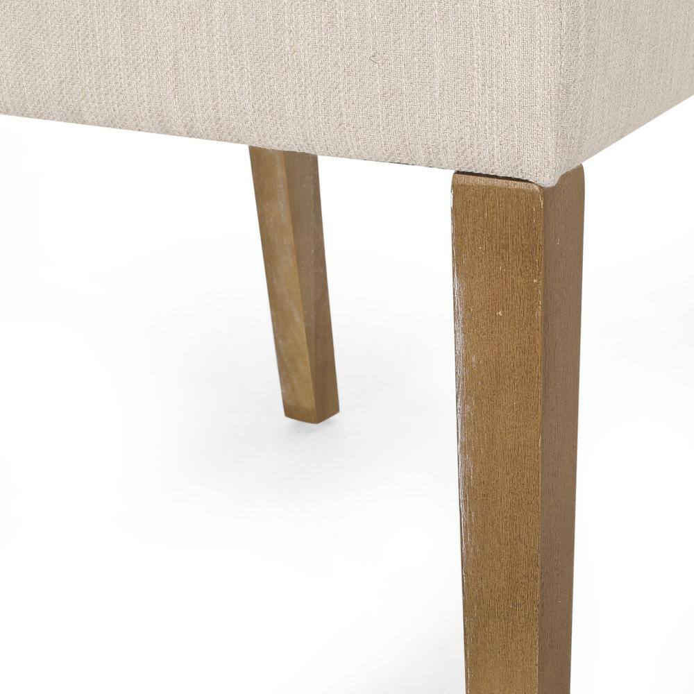 Beige and Weathered Brown Upholstered Rubberwood Parsons Side Chair Set
