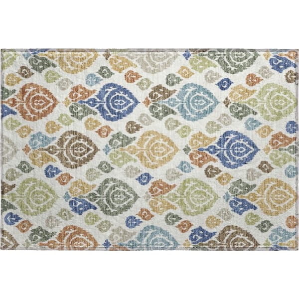 Mayfield Premium Machine Washable Abstract AMF2460 Ivory 3 ft. x 4 ft. Area Rug