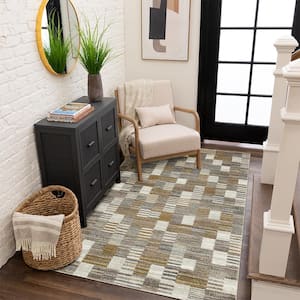 Pernette Gray/Beige 5 ft. 3 in. x 7 ft. Geometric Area Rug