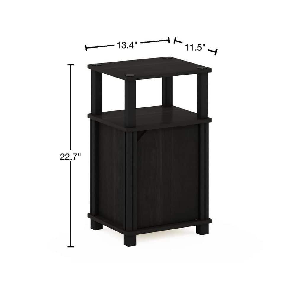 Espresso Black Square End Table with Storage and Rounded Edges