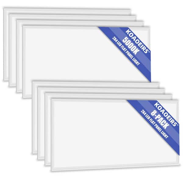2 ft. x 4 ft. 250-Watt Equivalent White Integrated LED Troffer Panel Light 5000K 7800 Lumens Drop Ceiling Light (8-Pack)