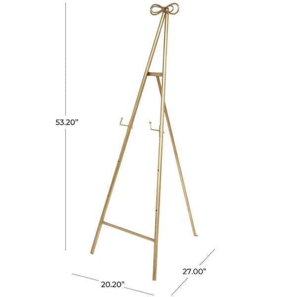 Litton Lane Gold Metal Tall Adjustable Display Stand Easel with Bow Top