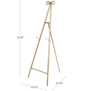 53 in. Gold Metal Tall Adjustable Display Stand 3 Tier Easel with Bow Top