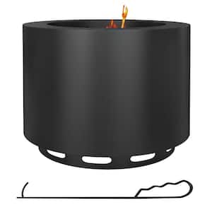 19 in. Smokeless Portable Wood Burning Fire Pit with Poker, Low Smoke Camping Bonfire Stove in Black