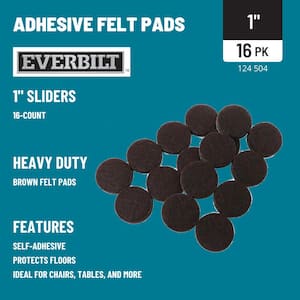 1 in. Brown Round Felt Heavy Duty Self-Adhesive Furniture Pads (16-Pack)
