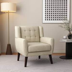 Cream PU Leather Upholstery Arm Chair (Set of 1)