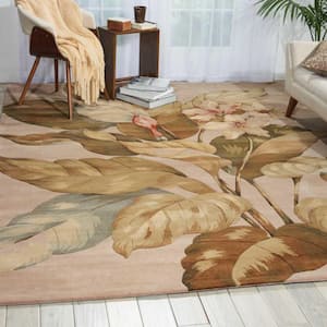 Tropics Beige 8 ft. x 10 ft. Floral Contemporary Area Rug