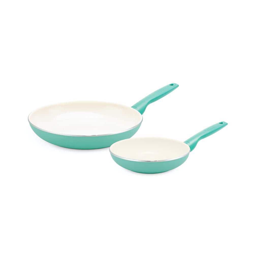 Turquoise Ceramic Nonstick 8" and 10" Frying Pan Set