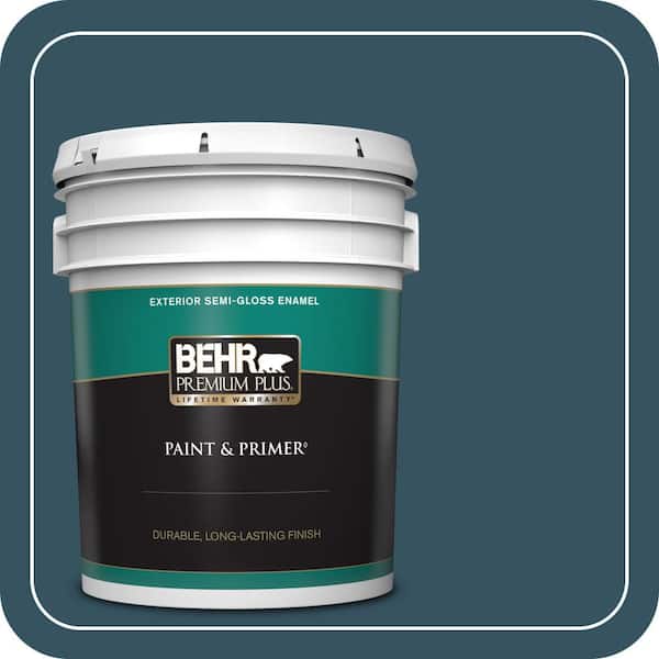 BEHR PREMIUM PLUS 5 gal. #MQ5-24 Opera Glasses Semi-Gloss Enamel Exterior Paint & Primer