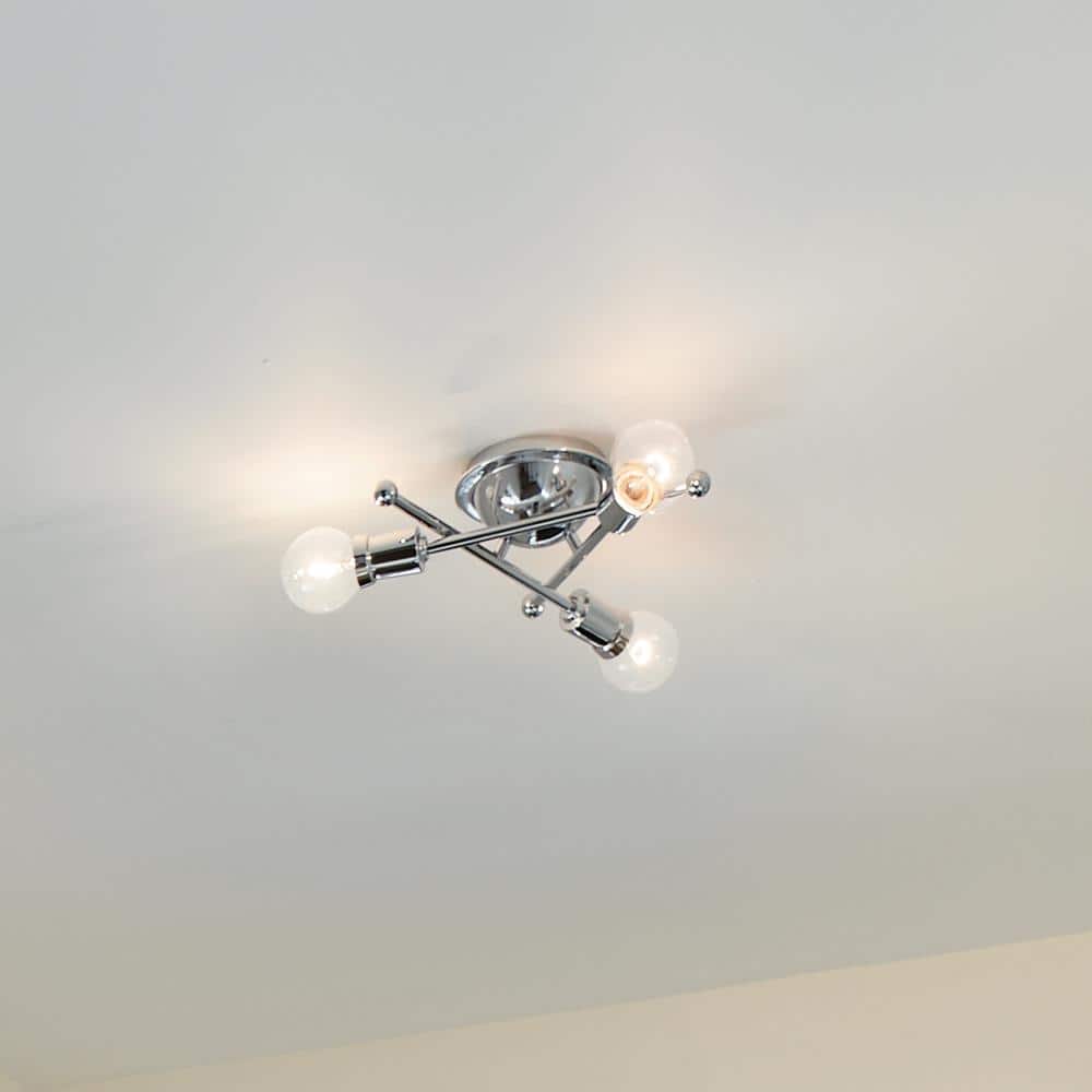 Armstrong 15 in. 3-Light Chrome Mid-Century Modern Hallway Flush Mount Ceiling Light price history on PriceWatchPro