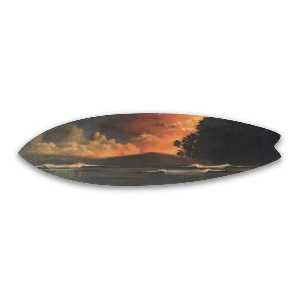 Good Evening Wooden Surfboard Decorative Sign by Colossal Images 13x47 in.