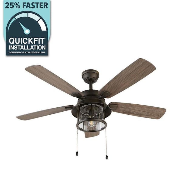 Shanahan 52 in. Indoor/Outdoor LED Bronze Ceiling Fan with Light Kit, Downrod and Reversible Blades