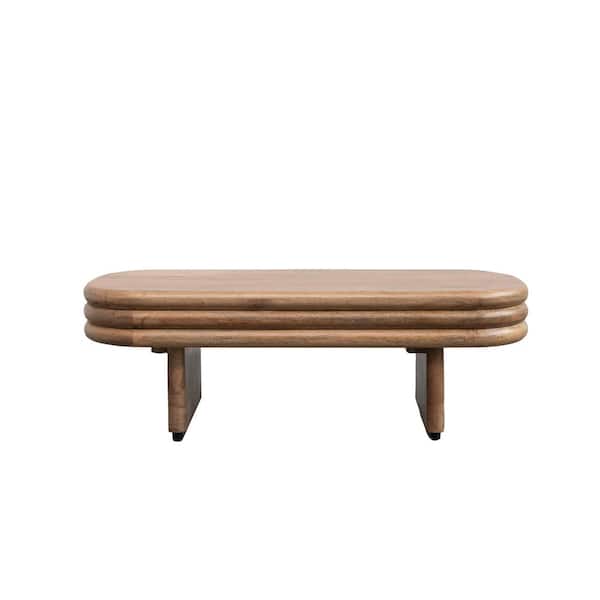 Storied Home 39.5 in. Walnut Finish Oval Mango Wood Coffee Table
