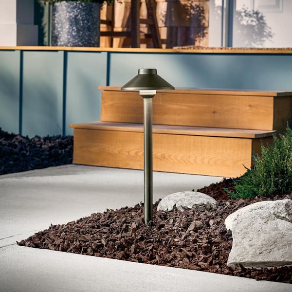 Low Voltage Centennial Brass Hardwired Weather Resistant Stepped Dome Path Light with No Bulbs Included