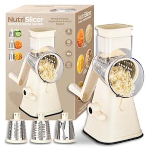 NutriSlicer 3-in-1 Spinning/Rotating Mandoline and Countertop Food Slicer and Grater in Cream