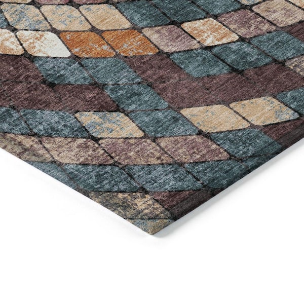 Chantille Machine Washable Indoor/Outdoor Abstract ACN2216 Copper 8 ft. x 8 ft. Area Rug
