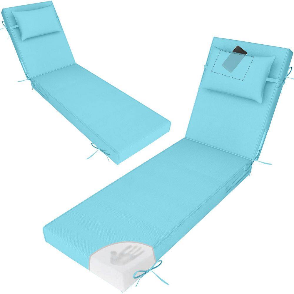 Outdoor Lounge Chair Cushions Set of 2, Waterproof Fade Resistant Lounge Chair Pads 72 in. x 21 in. x 3 in. Lake Blue price history on PriceWatchPro