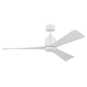 True 52 in. Indoor/Outdoor White Downrod Mount Ceiling Fan with Remote Included for Covered Patios