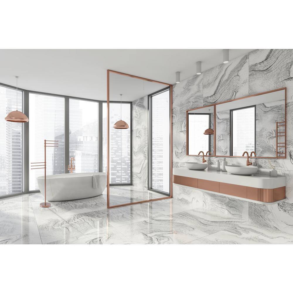 Polished Nickel Freestanding Towel Stand with Pivoting Arms