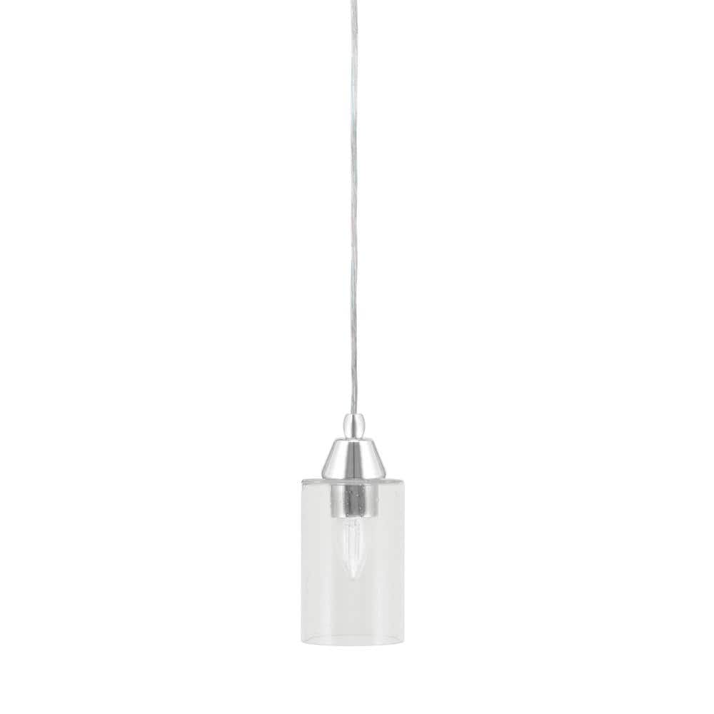 Bryson 4 in. 1-Light Chrome Cord Pendant Light with 4 in. Clear Bubble Glas