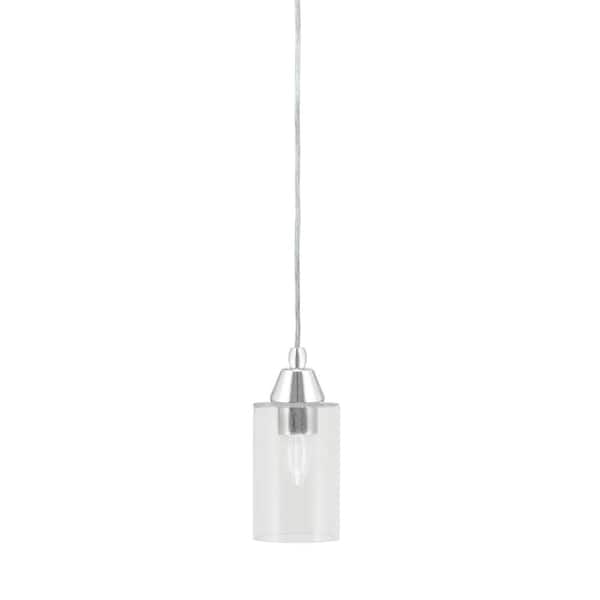 Unbranded Bryson 4 in. 1-Light Chrome Cord Pendant Light with 4 in. Clear Bubble Glass Shade, no bulb included
