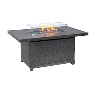 Novi 52 in. Rattan Wicker Propane Gas Outdoor Fire Pit Table in Gray with Aluminum Frame