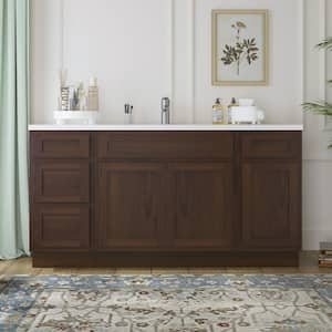 69 in. W x 21 in. D x 32.5 in. H Bath Vanity Cabinet without Top in Brown