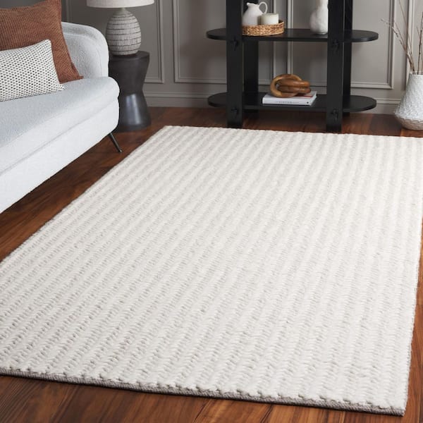 Natura 5 ft. x 8 ft. Ivory Striped Chevron Modern Area Rug
