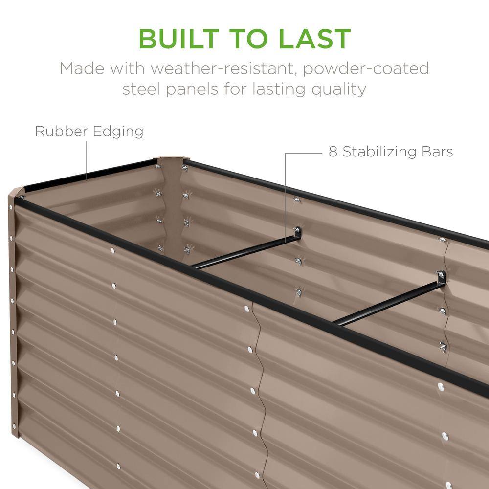 Taupe 8x2x2ft Outdoor Metal Raised Garden Bed Planter Box