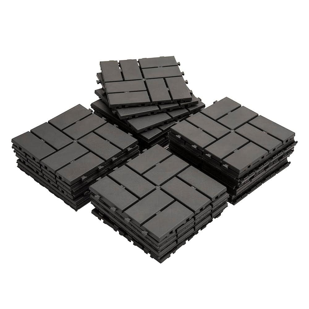 Dark Gray 12"x12" Interlocking Waterproof Deck Tiles, 27 Pack