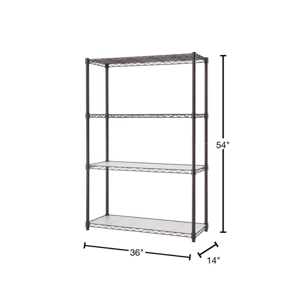 Dark Bronze 4-Tier Steel Wire Shelving Unit with Liners