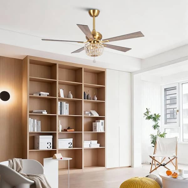 Parrot Uncle Shena 52 in. Indoor Downrod 5-Blade Gold Ceiling Fan
