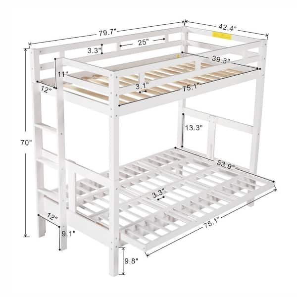 Futon bunk deals bed wood