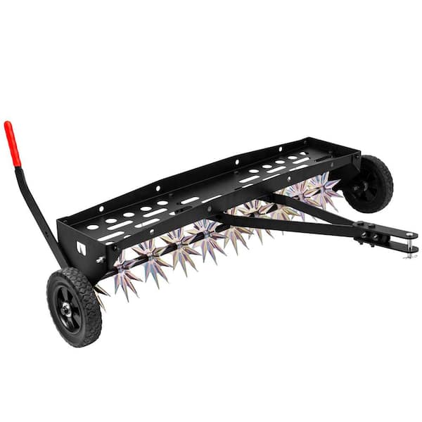 Unbranded 40 in. Tow Behind Spike Aerator with Galvanized Steel Tines, Outdoor Durable Lawn Aerator Soil Penetrator Spikes Tractor