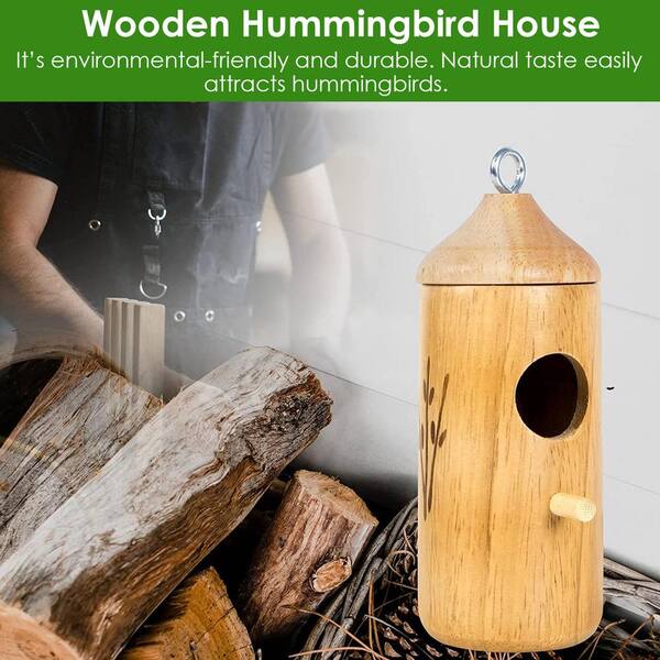 thumbnail image 2 of Handcrafted Wooden Hummingbird House - Outdoor Garden, Patio, Balcony Hanging Decor 2 of 12