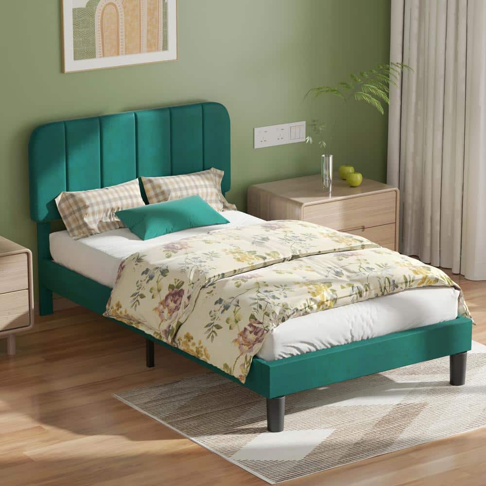 Upholstered Bed Frame, Full Platform Bed Frame with Adjustable Headboard, Strong Wooden Slats Support, Beige - thumbnail 9