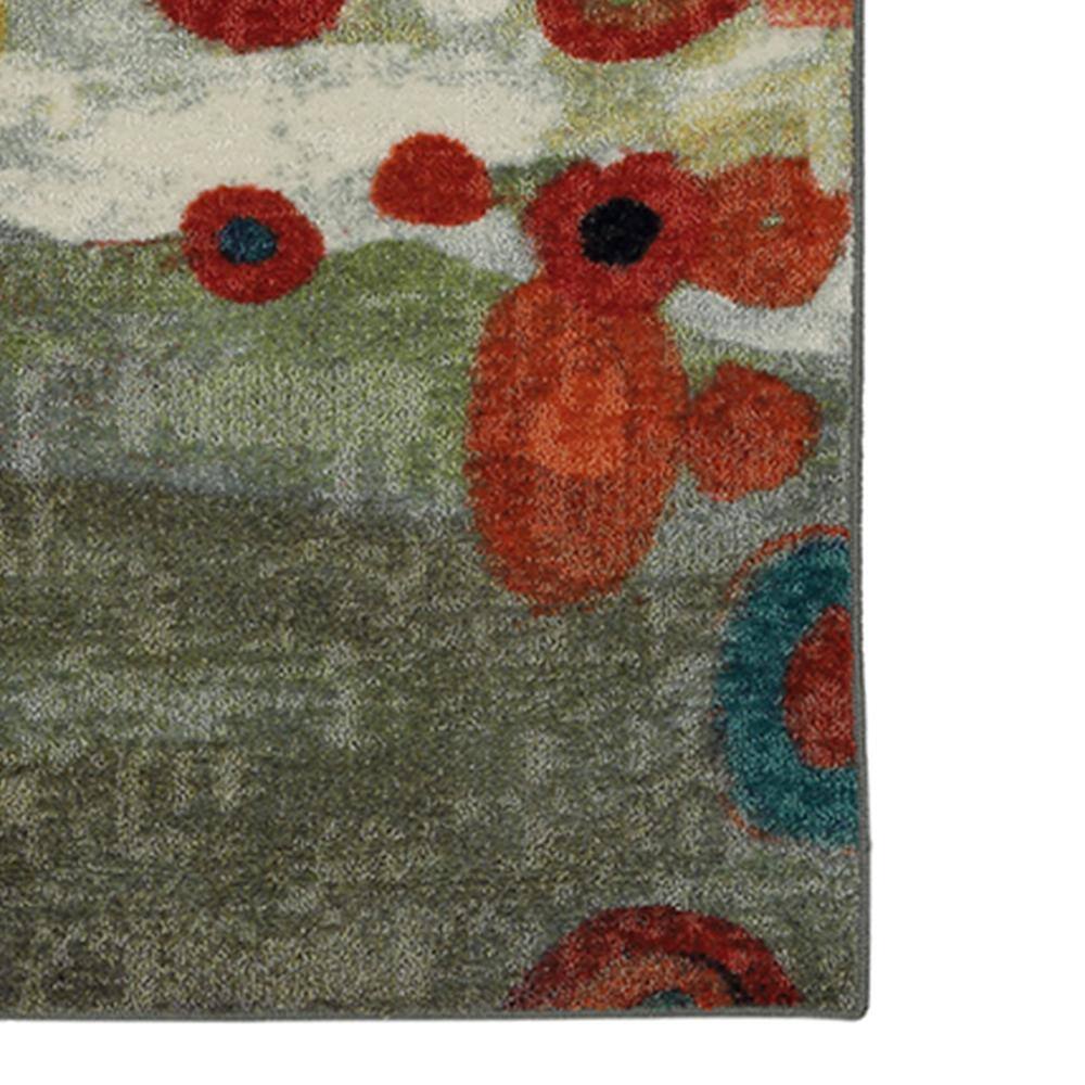 Red and Gray Floral Tufted Washable Accent Rug