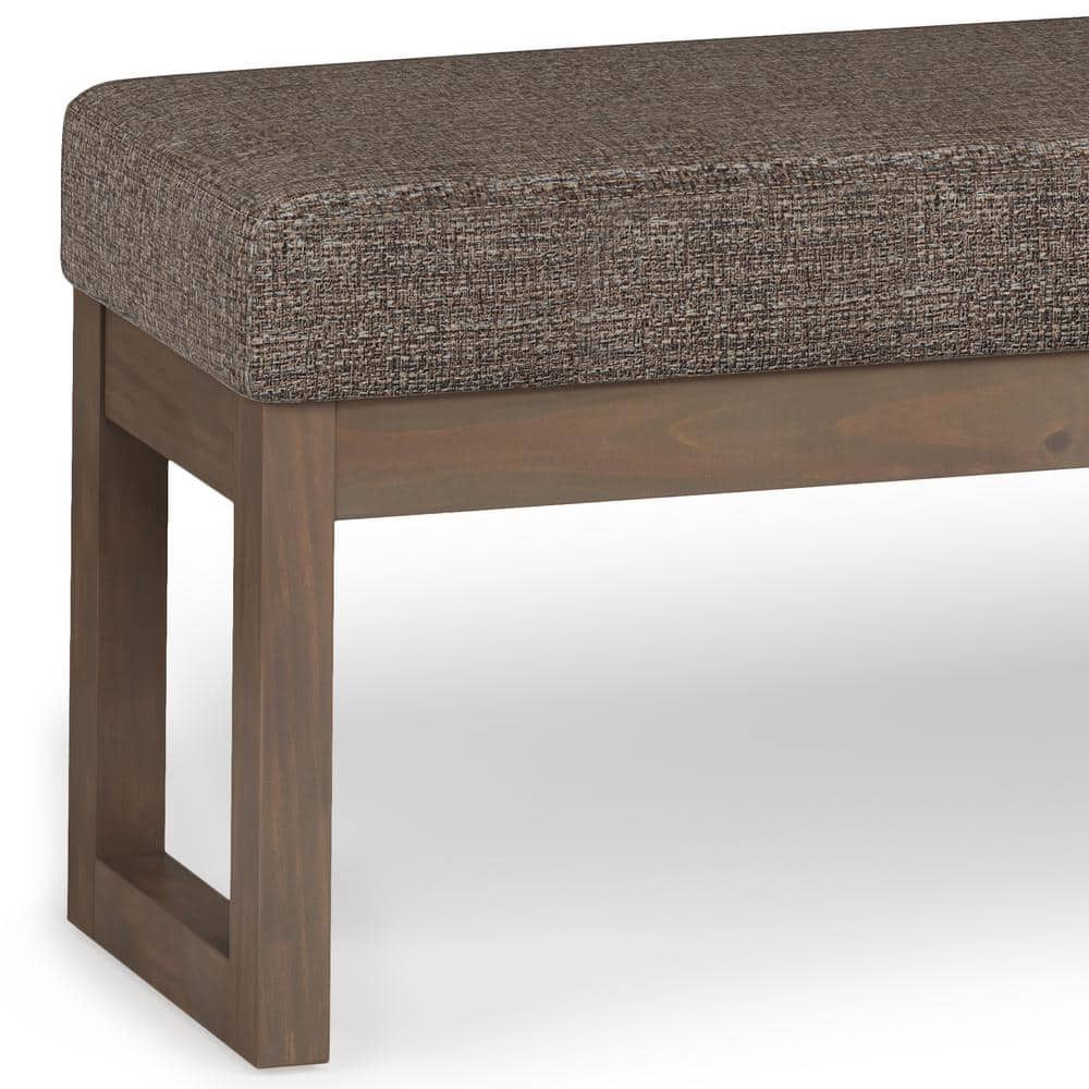 Milltown Mink Brown Tweed Fabric Upholstered Bench