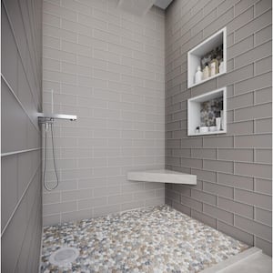 Stone Penny Rounds Tan, White, Grey 11-1/2 in. x 11-1/2 in. Honed Marble Mesh-Mounted Mosaic Tile (10.12 sq.ft./Case)