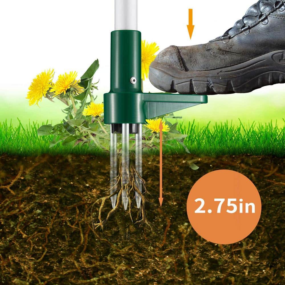 39.5 in Green and White Stainless Steel Stand-Up Garden Weeder
