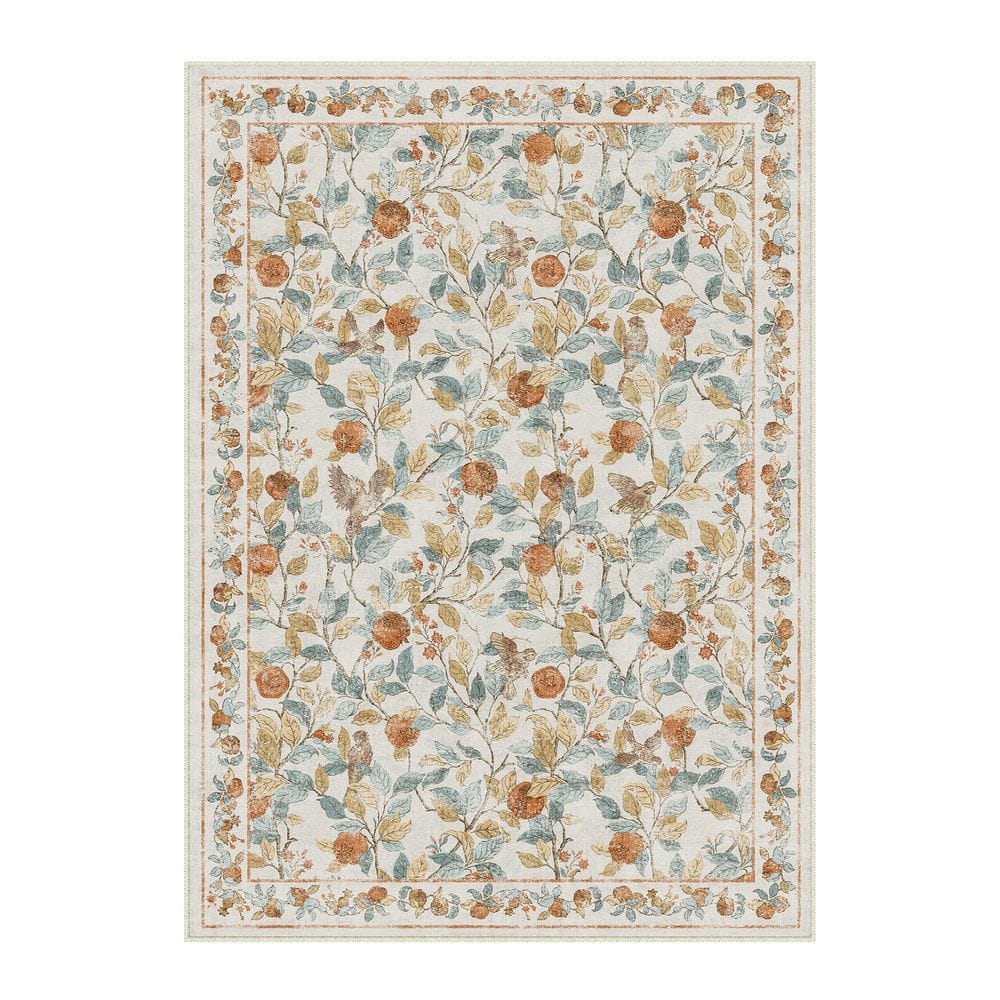 Pomegranate 5 ft. X 7 ft. Beige Floral Area Rug price history on PriceWatchPro