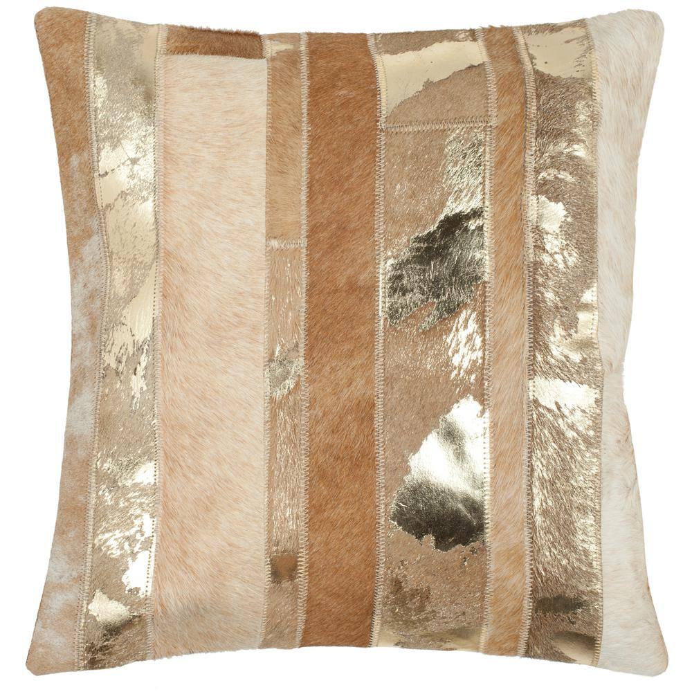 Contemporary Gold Embroidered Square Pillow Set, 18" x 18"