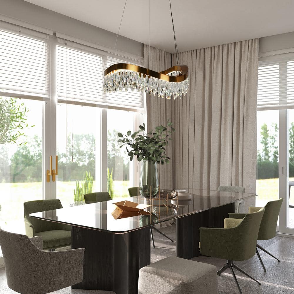 Modern Gold Brass LED Crystal Drum Chandelier