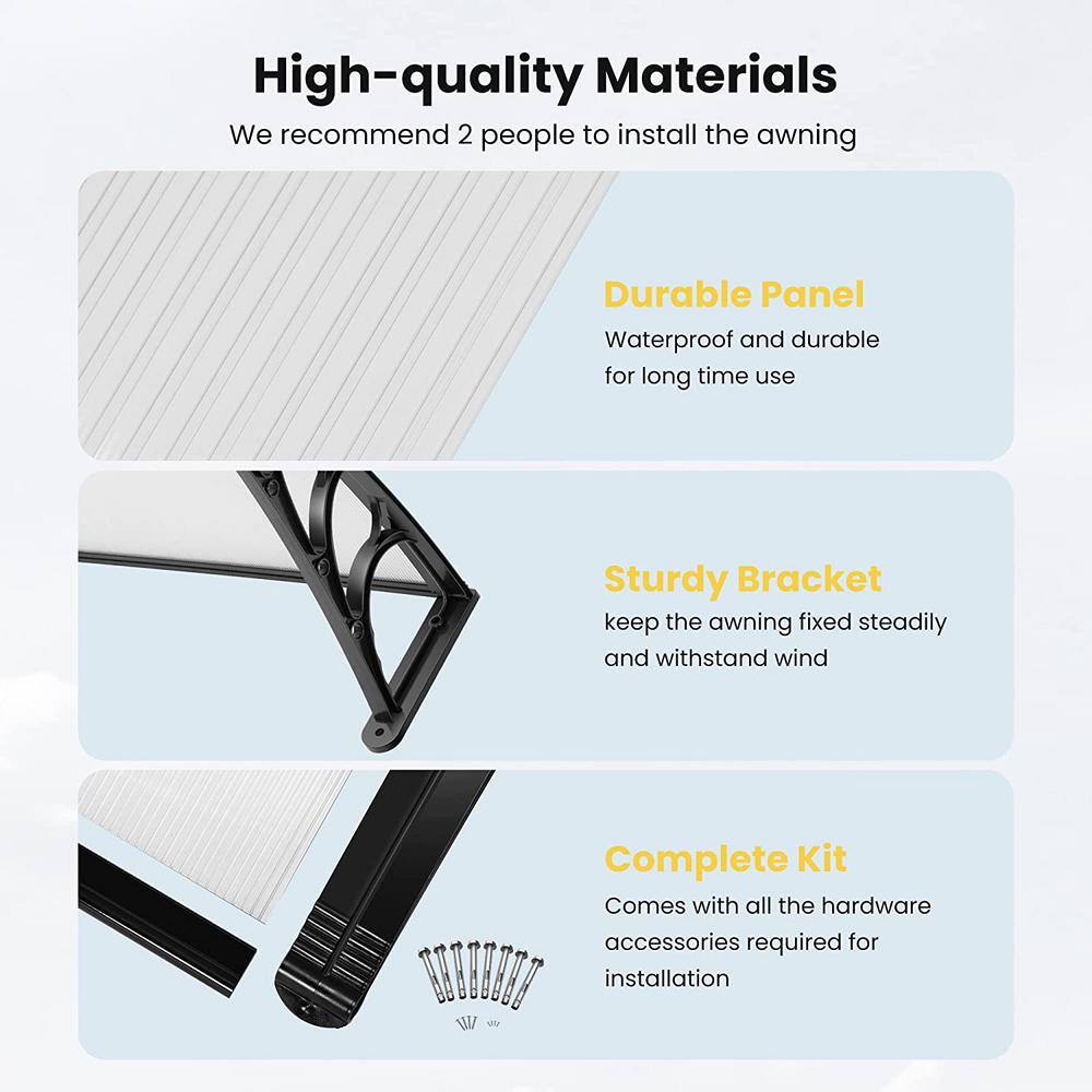 Modern Black and Clear Aluminum Plastic Retractable Awning